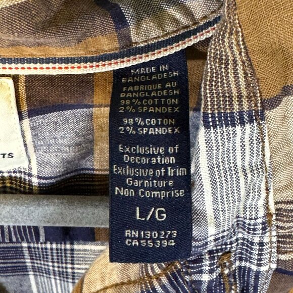 Wrangler Flex For Comfort Flannel Shirt Plaid Gold Black Sz L - Picture 6 of 9